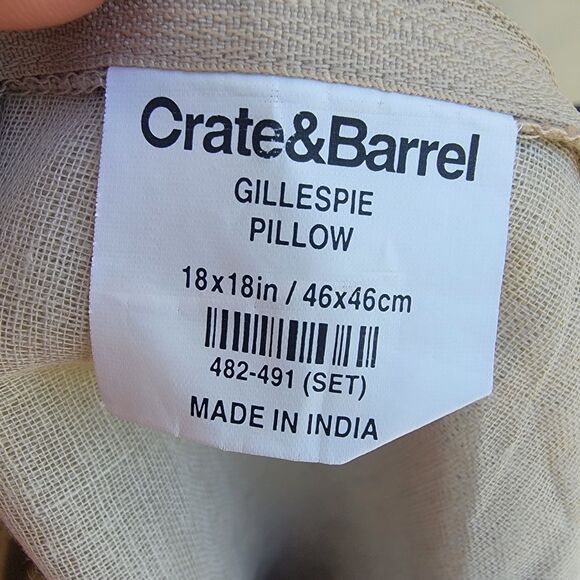 Crate & Barrel Gillespie linen blend embroidered paisley 18x18 pillow cover - Picture 6 of 6